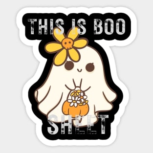 This Is Boo Sheet Ghost Retro Halloween Costume Sticker